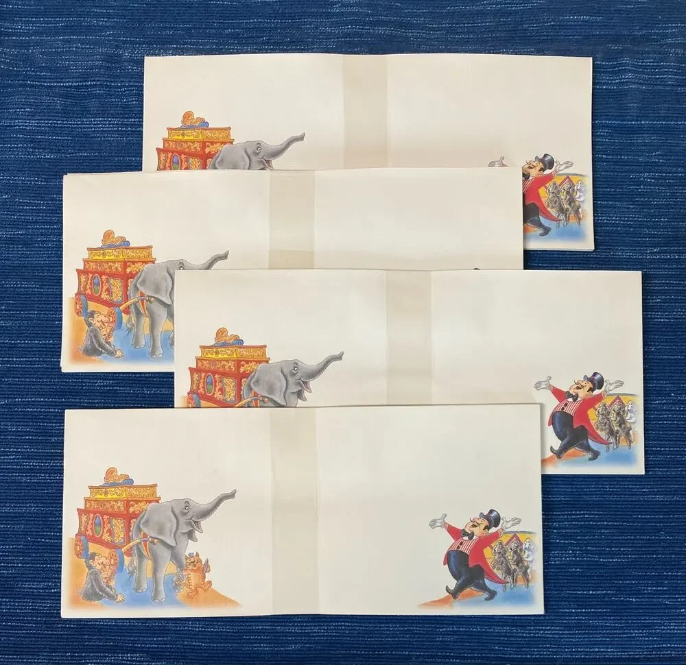 Vintage Lot of 60 Circus Envelope #10 Ringmaster Elephant Clowns Poodle Dog 902A